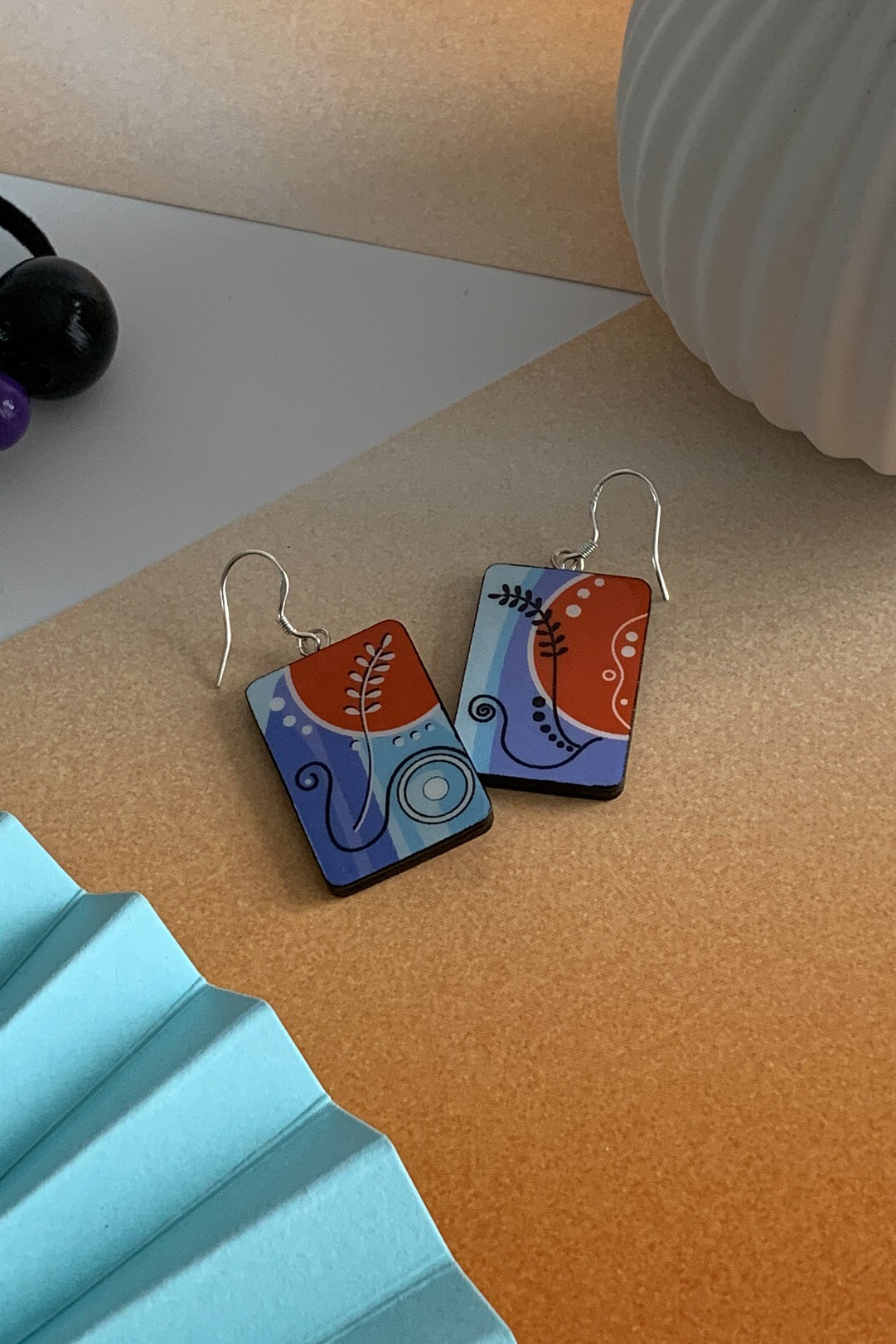 Oblong shaped paper earrings