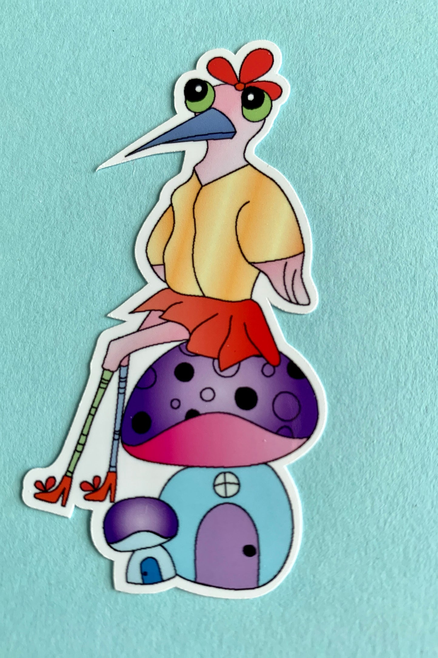 Birdie on a Mushroom Sticker
