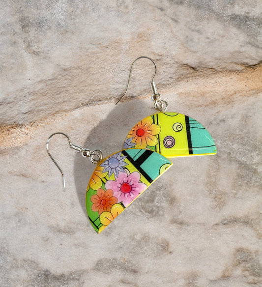 Flower Festival half circle paper earrings