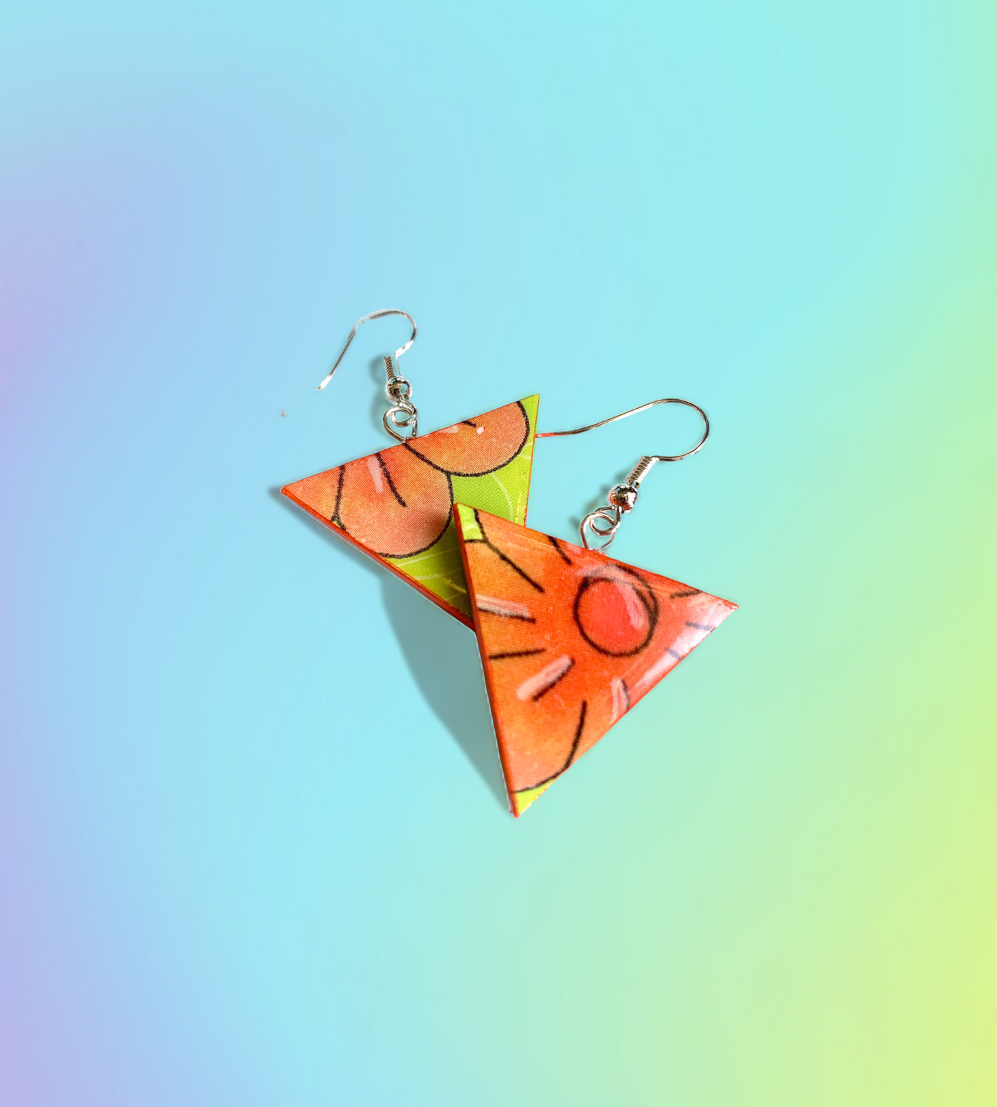 Triangular shaped paper earrings