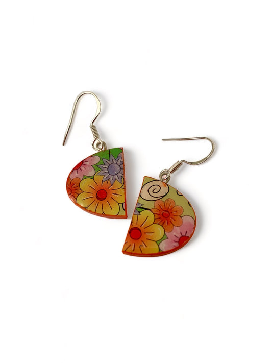 Flower Festival small semi circle paper earrings