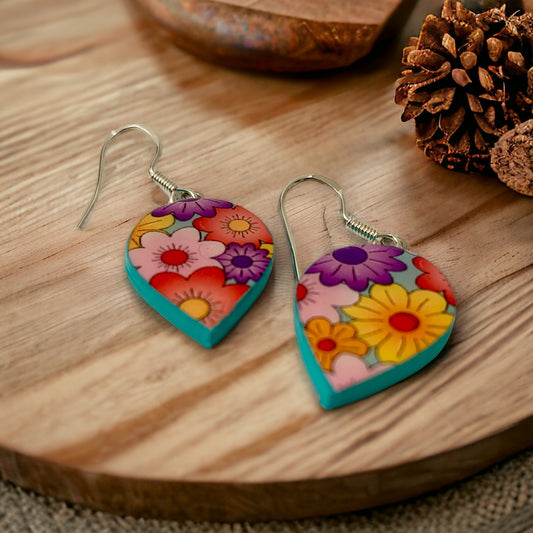 Mini Flower Festival teardrop shaped paper earrings