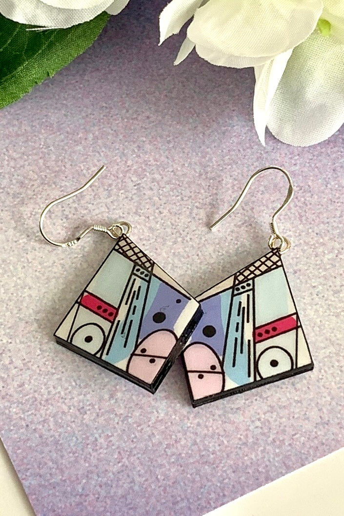 Bold Retro diamond shaped paper earrings