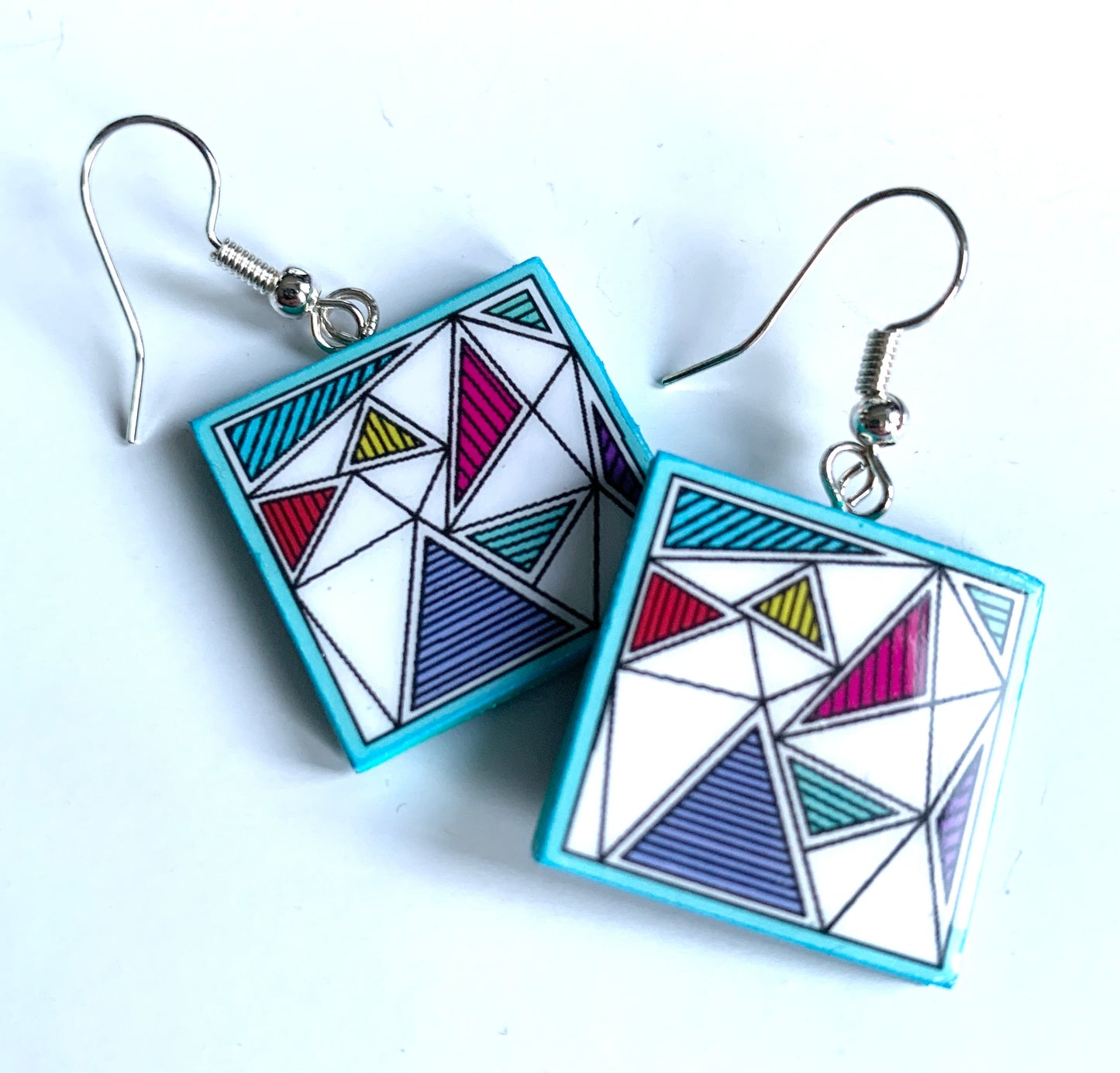 Geometric square shaped paper earrings