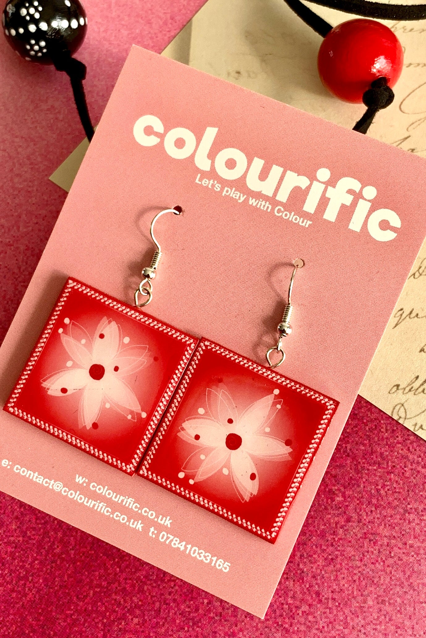 Flower square shaped paper earrings