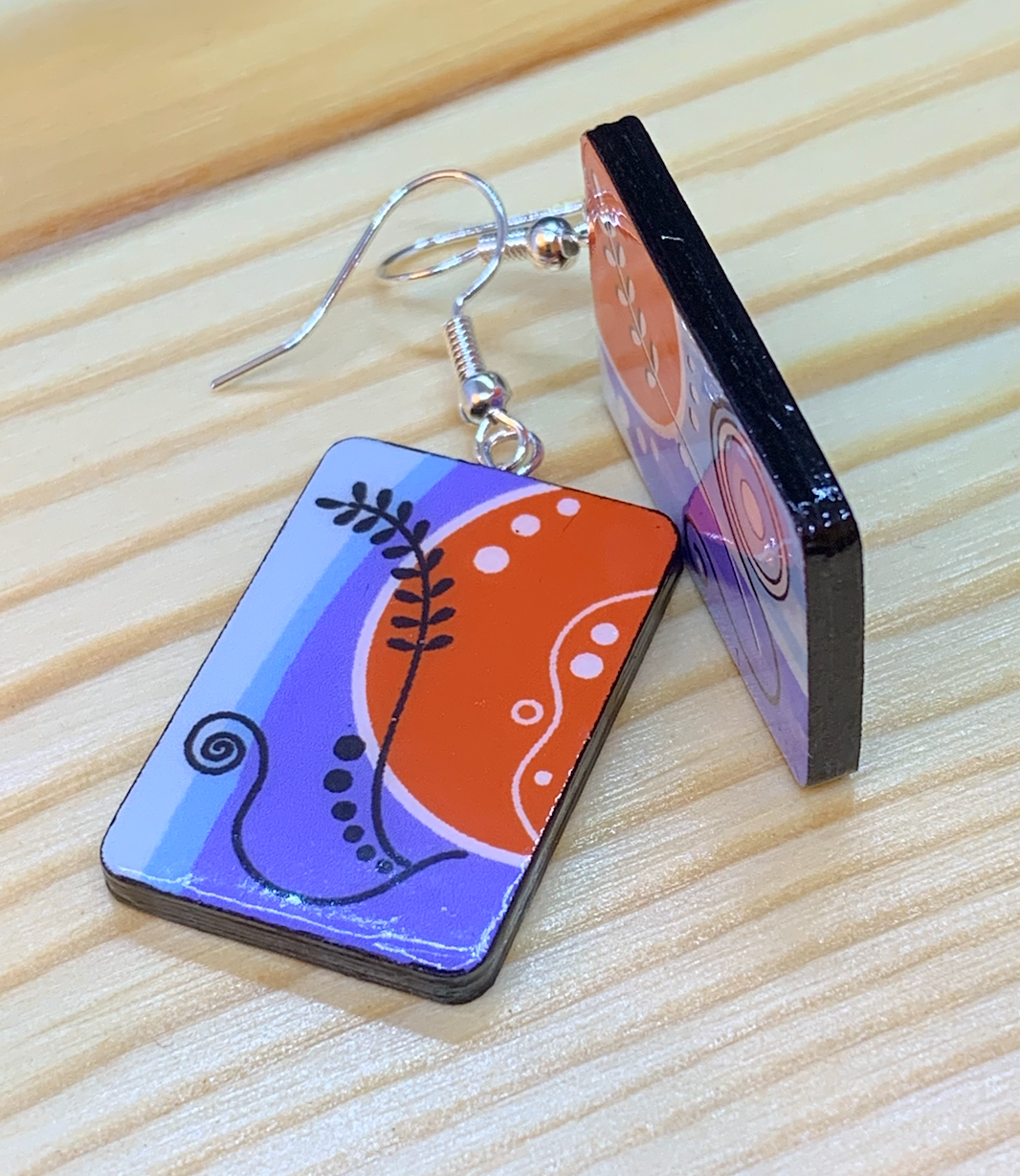 Oblong shaped paper earrings