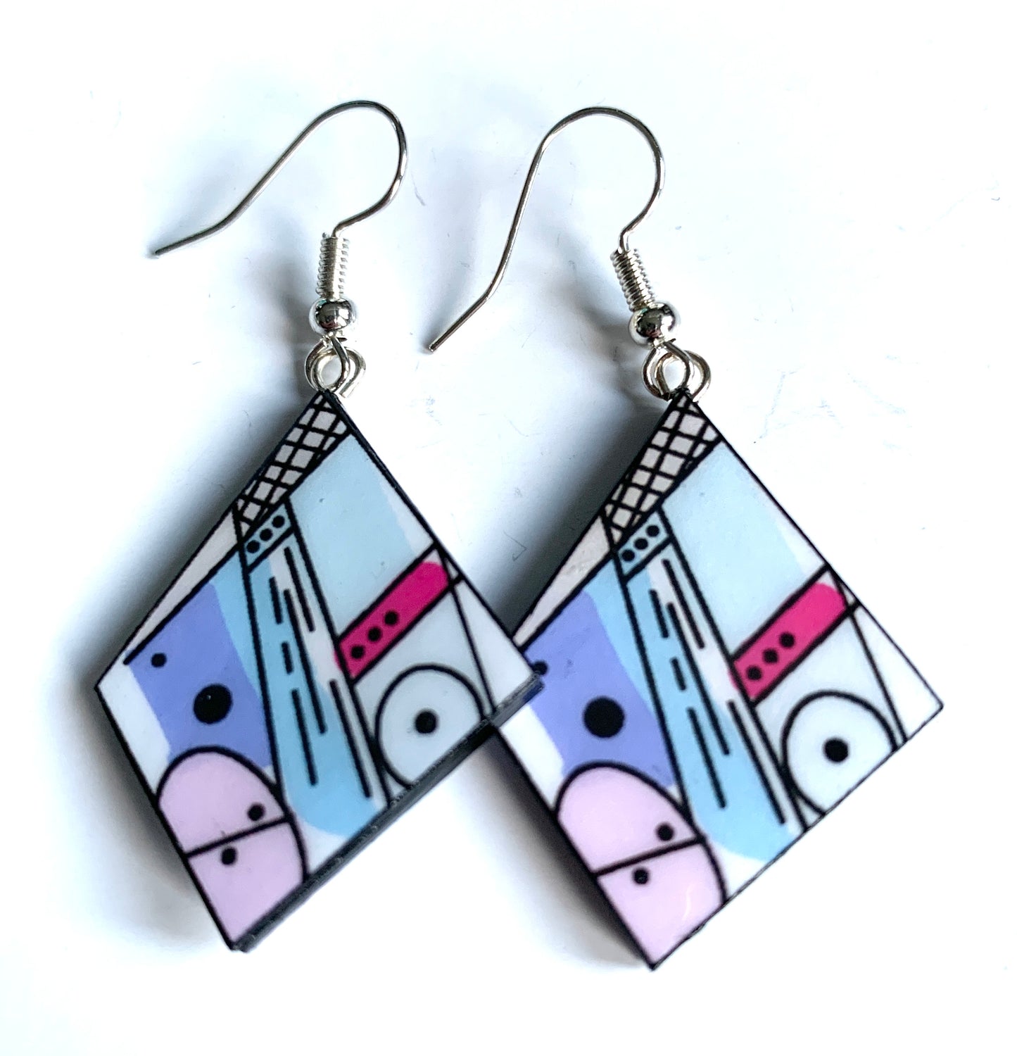 Bold Retro diamond shaped paper earrings