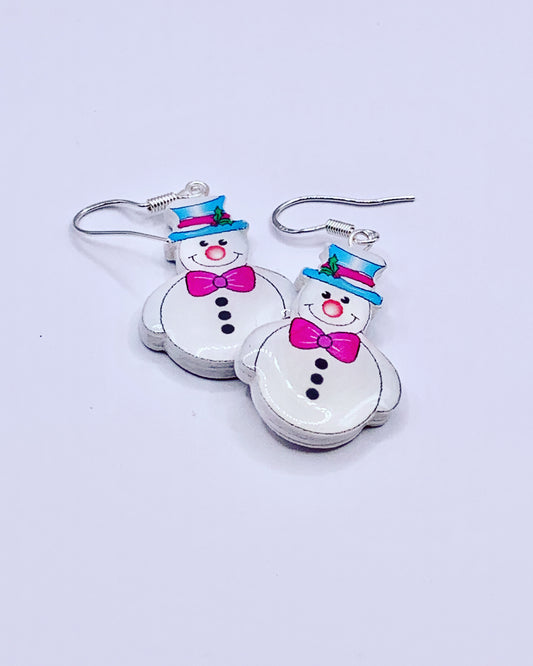 Christmas Snowmen Paper Earrings