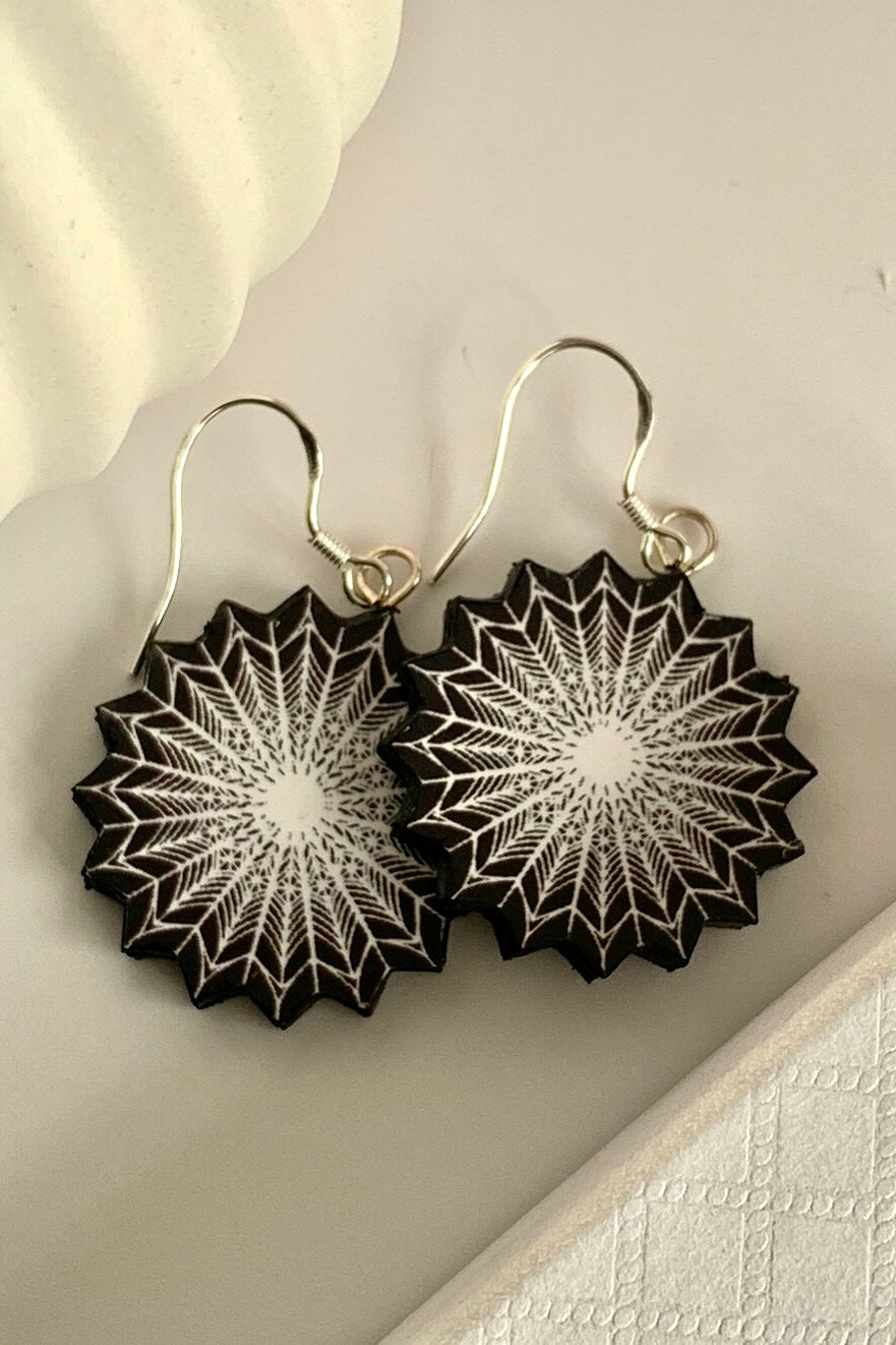 Silver hot sale mandala earrings