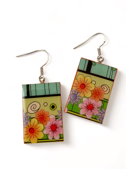 Flower Festival rectangular paper earrings