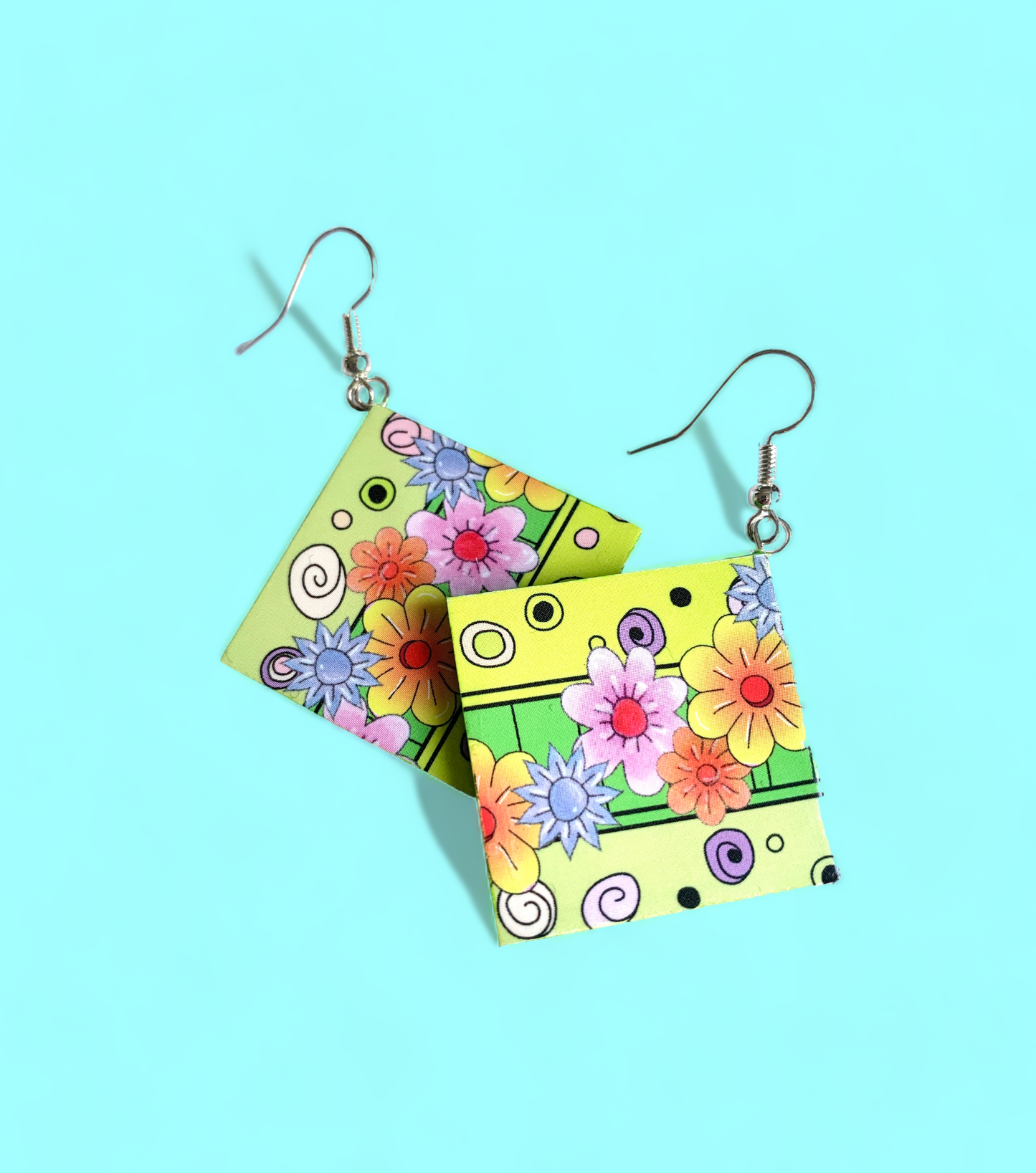 Flower Festival square paper earrings