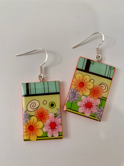 Flower Festival rectangular paper earrings