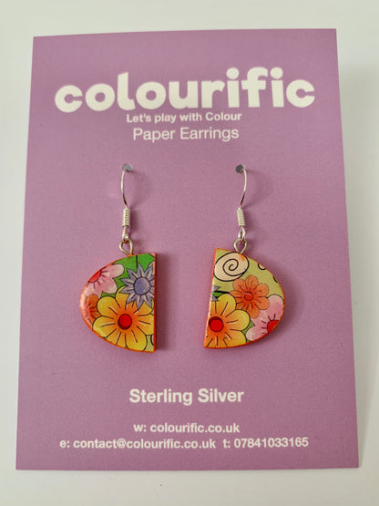 Flower Festival small semi circle paper earrings