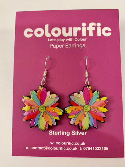 Sunflower shaped paper earrings