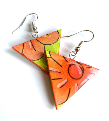 Triangular shaped paper earrings