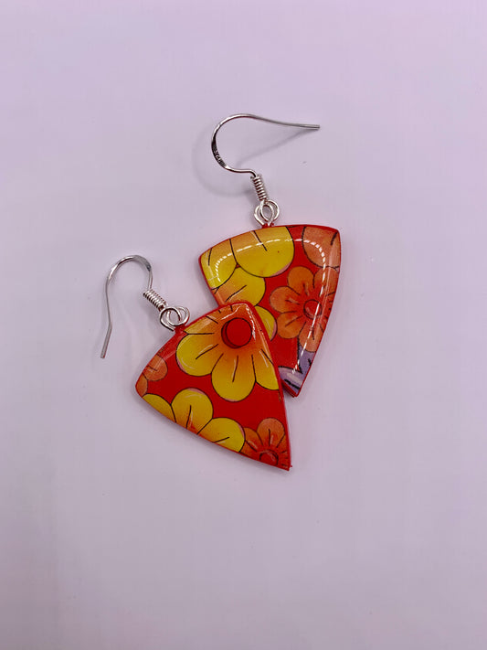 Rounded Triangular Festival teardrop shaped paper earrings