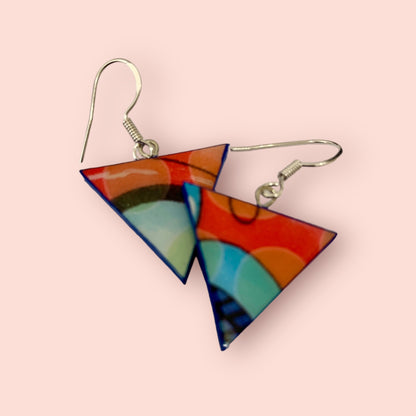 Triangular shaped paper earrings