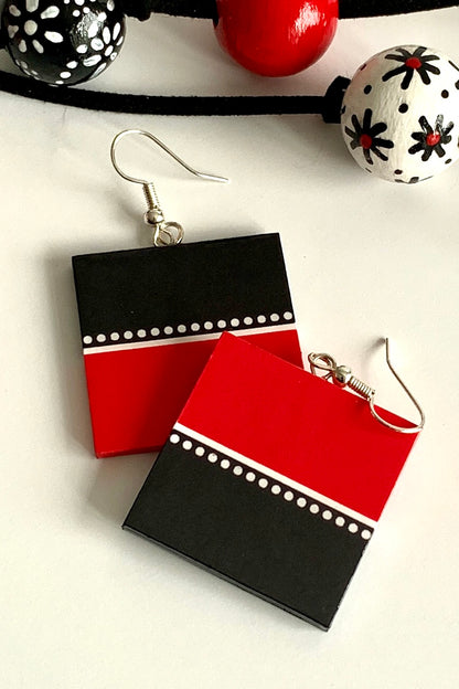Aztec square shaped paper earrings