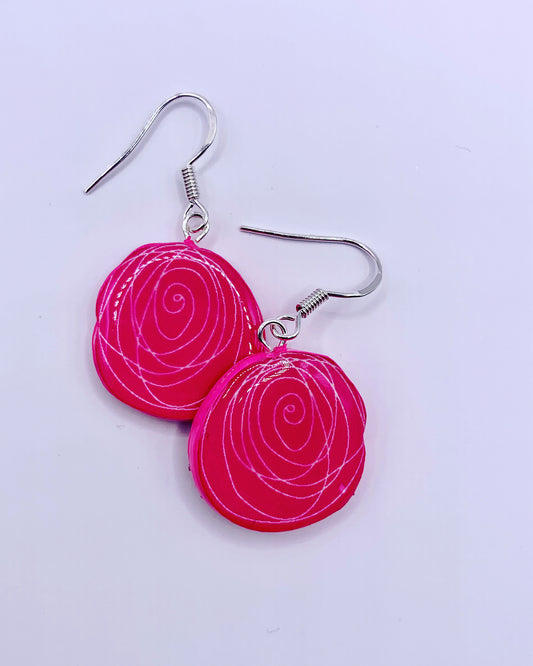 Rose shaped paper earrings
