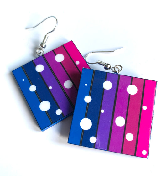 Stripe square shaped paper earrings